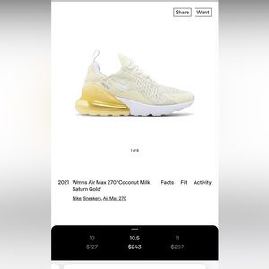 Wmns Nike Air Max 270 'Coconut Milk Saturn Gold'